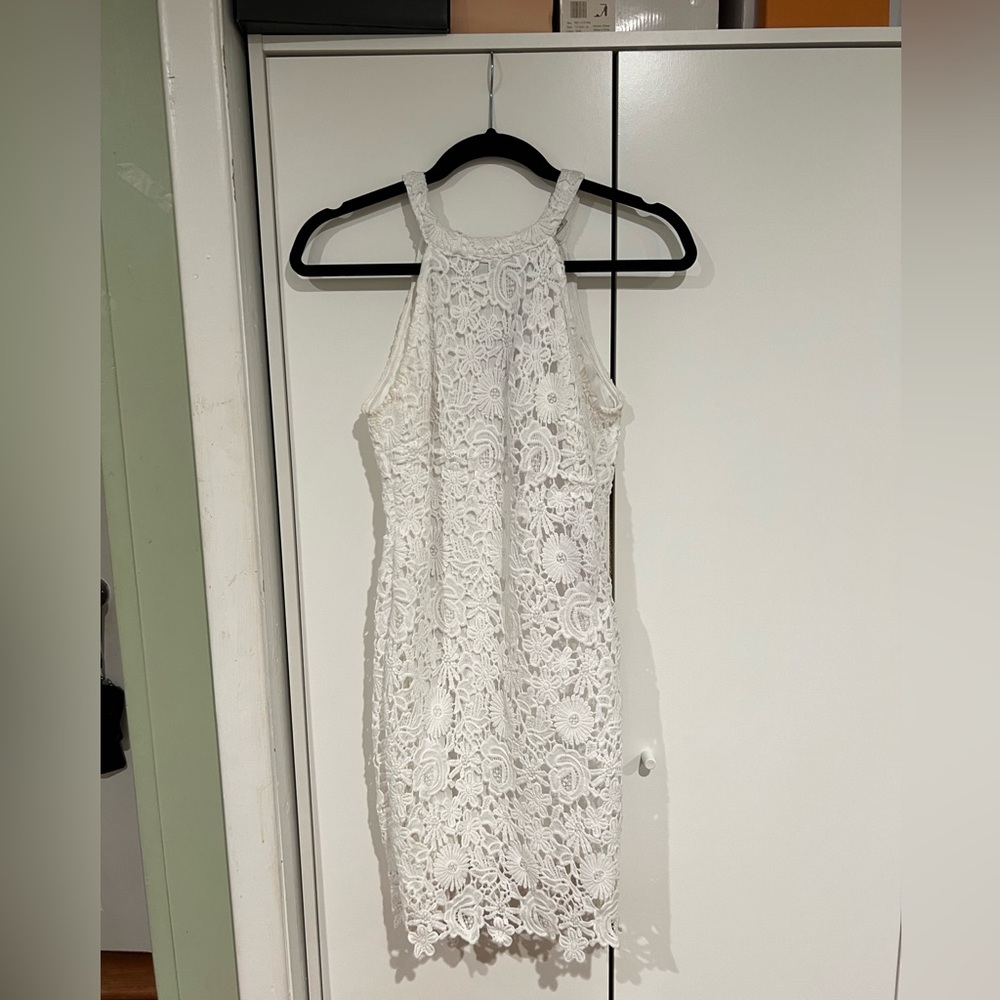 White Lace Halter Dress